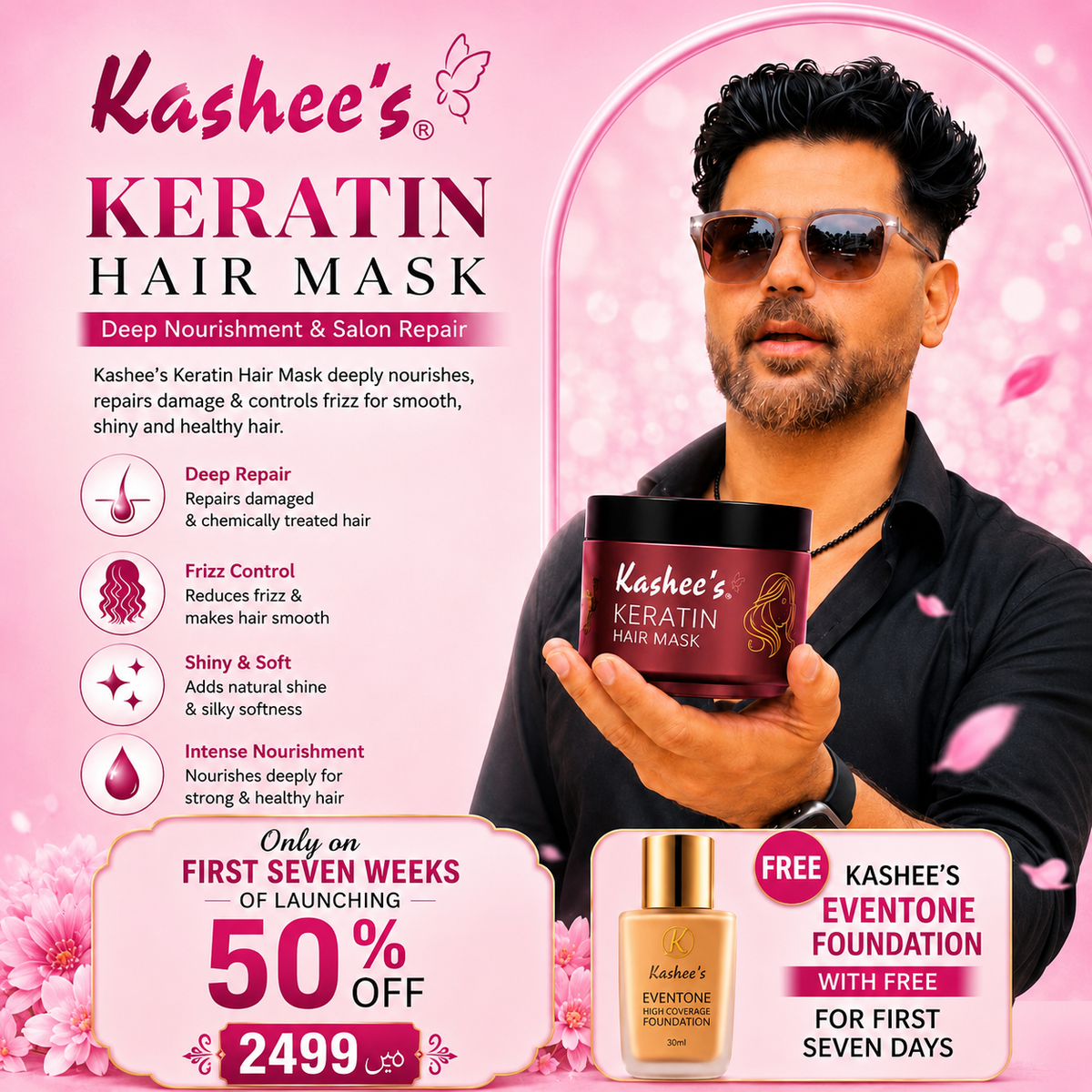 New Launched Keratin Hair Mask By kashees With Free Foundation Gift